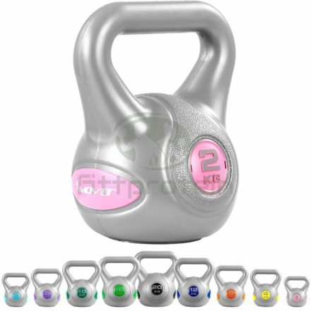 Kettlebell Movit 2 kg szürke-rózsaszín