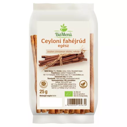 BioMenü BIO CEYLONI FAHÉJRÚD egész 25g