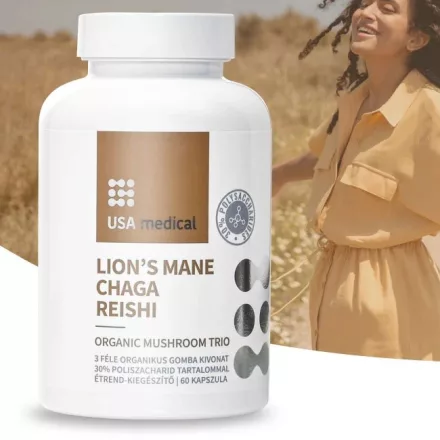 Gomba-trió kapszula - Reishi, Chaga és Lion’s Mane 60 kapszula - USA medical