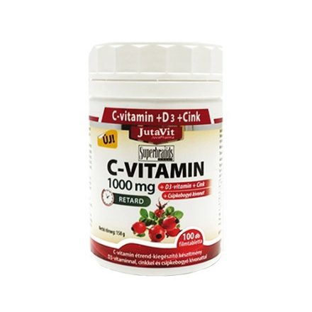 JutaVit C-vitamin 1000 mg + csipkebogyó + D3 vitamin + Cink 100 tabletta