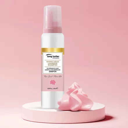 Long Lashes tejszínhab állagú szempilla-és szemöldök sampon - Rózsa illatú 100ml