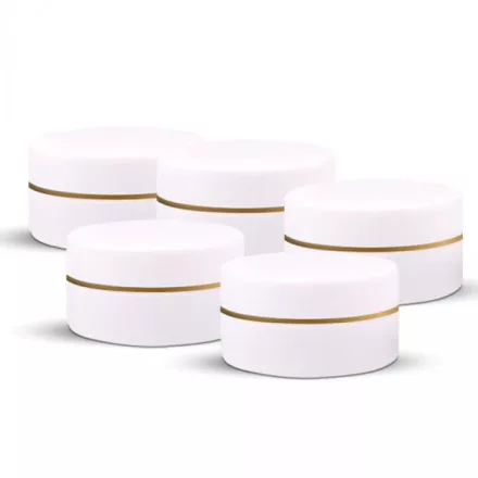 Tégely fehér, arany csíkkal  5ml 10 db/csom.