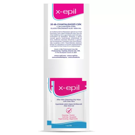 X-Epil Gyantalehúzó csíkok 20 db+2 db olajos törlőkendő