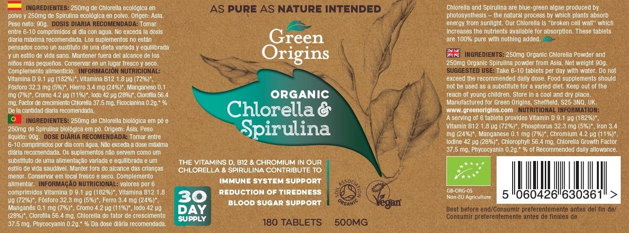 Green Origins BIO Chlorella és Spirulina tabletta